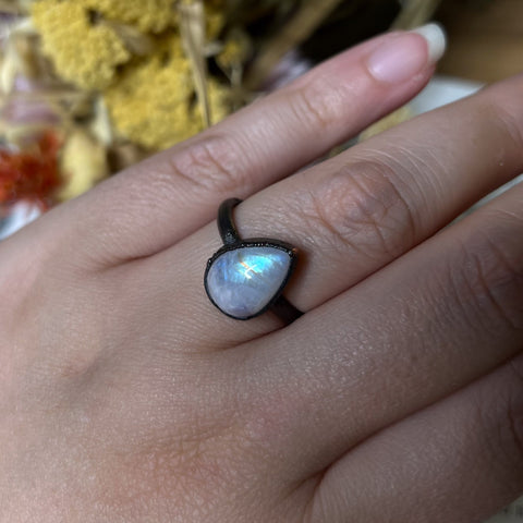 Rainbow Moonstone Ring Size 9
