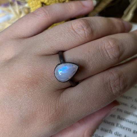 Rainbow Moonstone Ring Size 12