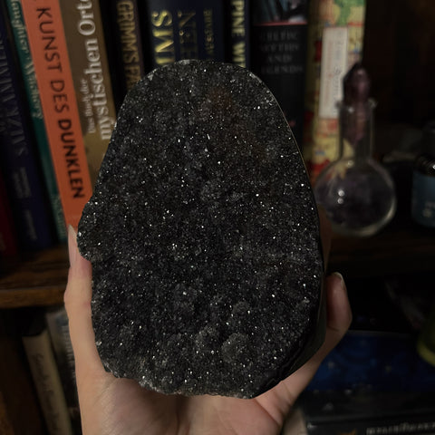 5" "Black Galaxy" Amethyst Cut Base Specimen