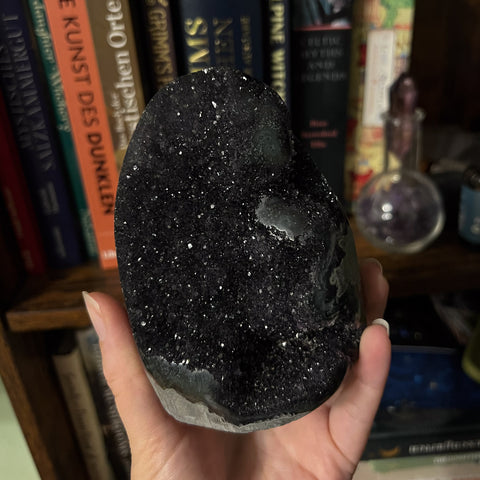 4.75" "Black Galaxy" Amethyst Cut Base Specimen