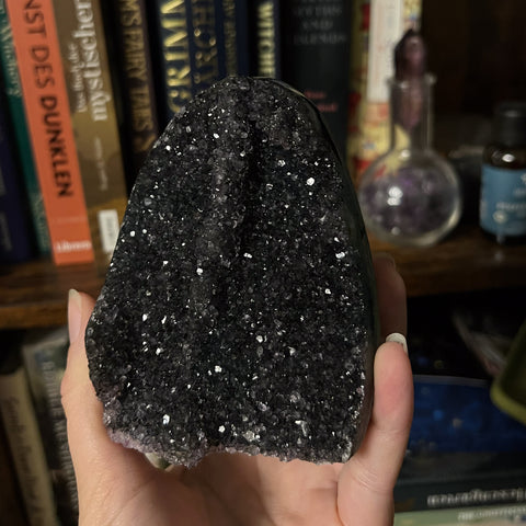 4" "Black Galaxy" Amethyst Cut Base Specimen