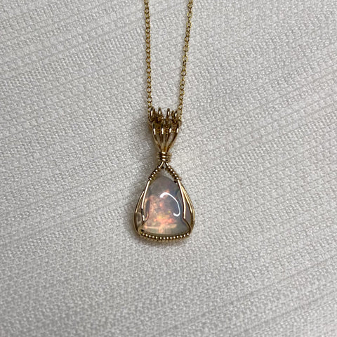 Ethiopian Opal Wire Wrapped Necklace