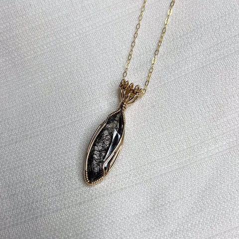 Tourmalinated Quartz Wire Wrapped Necklace