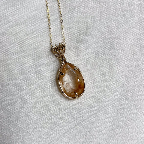 Rutilated Quartz Wire Wrapped Necklace