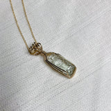 Etched Ukranian Heliodor Wire Wrapped Necklace