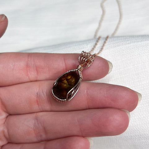 Fire Agate Wire Wrapped Necklace
