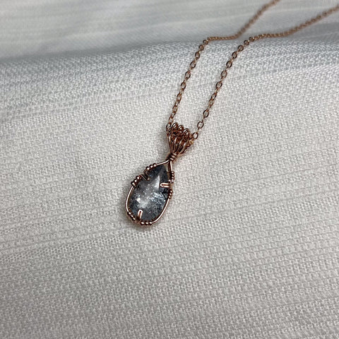 Mossy Aquamarine Wire Wrapped Necklace