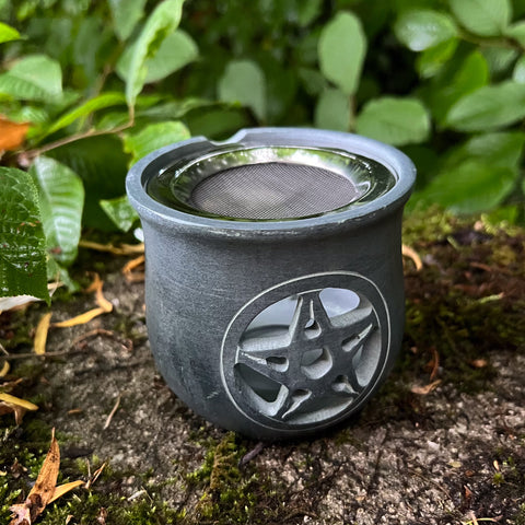 Loose Incense & Resin Burner "Pentacle" Grey Soapstone