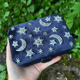 Tarot/Trinket Box "Moon & Stars" Blue Velvet