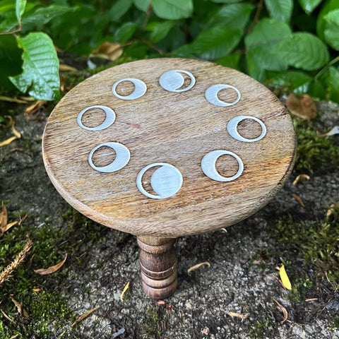 Small Wooden Altar Table "Moon Phases"