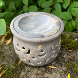 Dual Oil & Incense Burner "Moons & Stars" Soapstone