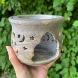 Dual Oil & Incense Burner "Moons & Stars" Soapstone