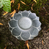 Candle & Incense Holder "Lotus" Grey Soapstone