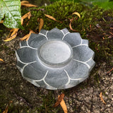 Candle & Incense Holder "Lotus" Grey Soapstone