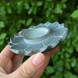Candle & Incense Holder "Lotus" Grey Soapstone