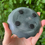 Candle & Incense Holder "Lotus" Grey Soapstone