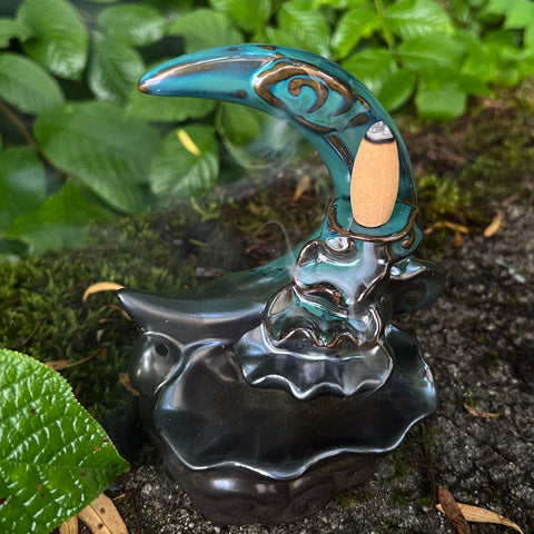 Ceramic Backflow "Crescent Moon" Incense Burner