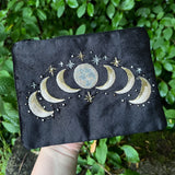 Velvet "Moon Phases" Pouch with Zipper