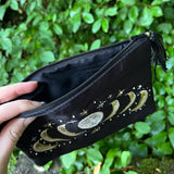 Velvet "Moon Phases" Pouch with Zipper