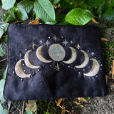 Velvet "Moon Phases" Pouch with Zipper