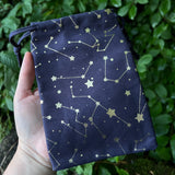 Blue "Horoscope" Cotton Drawstring Bag