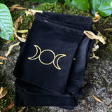 Velvet "Triple Moon" Drawstring Bag