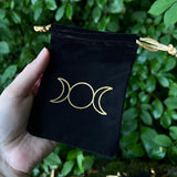 Velvet "Triple Moon" Drawstring Bag