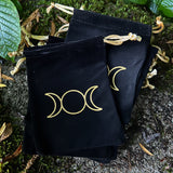 Velvet "Triple Moon" Drawstring Bag