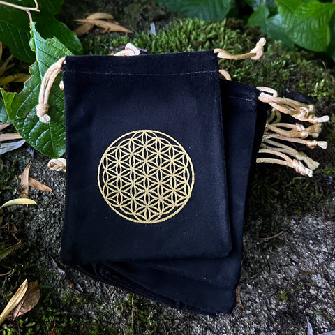 Velvet "Flower of Life" Drawstring Bag