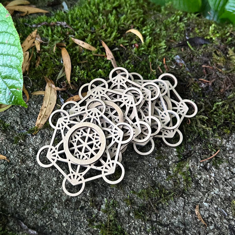 Wood "Metatron's Cube" Sphere Stand