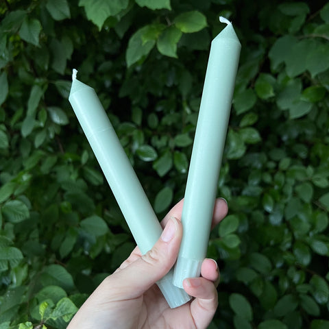 Light Green Recycled Dinner Candles