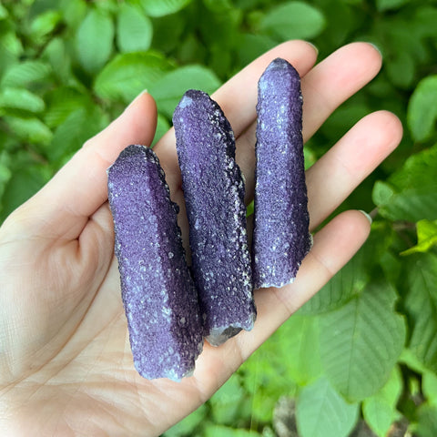 New Find Purple Fluorite Over Candle Quartz