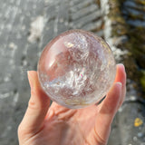 Quartz Sphere with Cherry Blossom Sphere Stand
