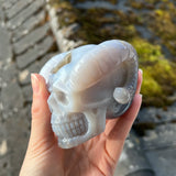 Agate Geode Horned Skull