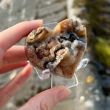 Chalcedony Druzy Heart with Stand